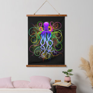 Tapisserie Suspendue Octopus Luminescence psychédélique