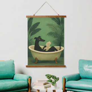 Tapisserie Suspendue Œuvre d'art murale représentant un chien noir lisa