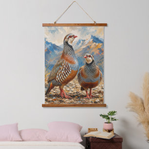 Tapisserie Suspendue Œuvre d'art représentant un couple de perdrix chuk