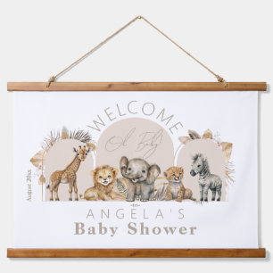 Tapisserie Suspendue Oh Baby Safari Animaux Boho Baby shower bienvenue