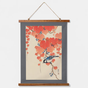 Tapisserie Suspendue Oiseau sur du lierre rouge, Koson, Ukiyo-e
