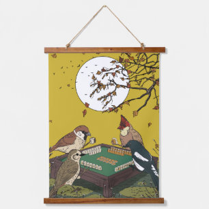 Tapisserie Suspendue Oiseaux jouant au Mahjong 