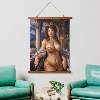 Tapisserie Suspendue Opulent Beauty Regal Elegance Portrait par Xzendor