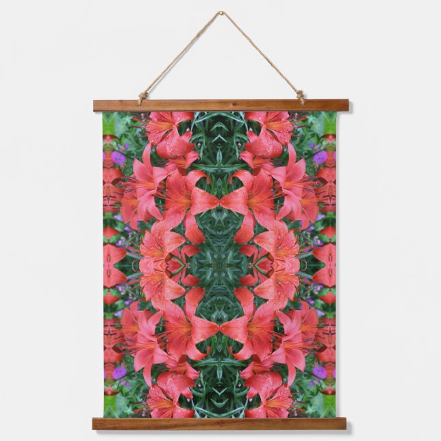 Tapisserie Suspendue Orange Lilies Abstract Pattern  (Recto)