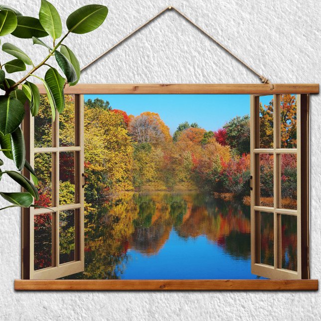 Tapisserie Suspendue Ouvrir la fenêtre Automne Lakeside (Créateur téléchargé)