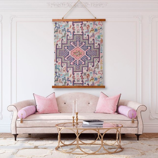 Tapisserie Suspendue Oyster rose Anatolim Motif turc Kilim Rug (Créateur téléchargé)