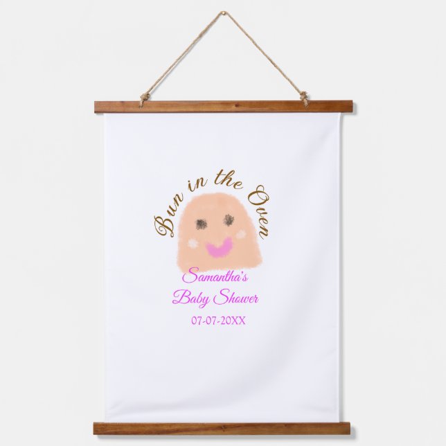 Tapisserie Suspendue Pain dans le four beige boulette baby shower rose  (Recto)
