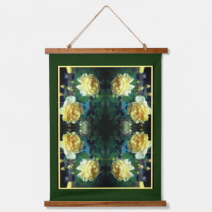Tapisserie Suspendue Paire de fleurs de rose jaune Abstrait