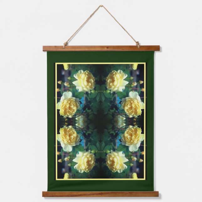 Tapisserie Suspendue Paire de fleurs de rose jaune Abstrait (Recto)