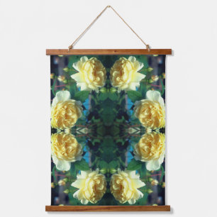 Tapisserie Suspendue Paire de fleurs de rose jaune abstraite