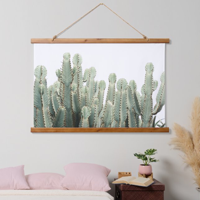 Tapisserie Suspendue Pale Green Cactus Plantes minimalisme Motif (Chambre à coucher)