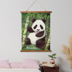 Tapisserie Suspendue Panda Cute Dans La Forêt De Bambou Suspendu La Tap