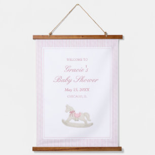 Tapisserie Suspendue Panneau de Bienvenue pour Baby Shower Fille Cheval