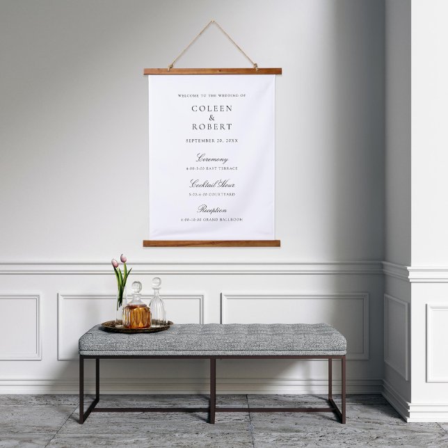 Tapisserie Suspendue Panneau traditionnel Mariage de bienvenue noir et  (Créateur téléchargé)