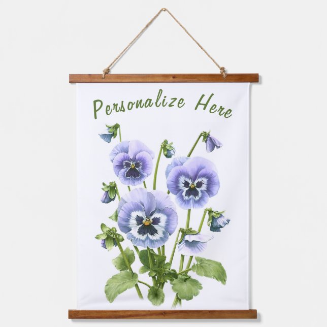Tapisserie Suspendue Pansies violettes Floral Art Personnalisé (Recto)