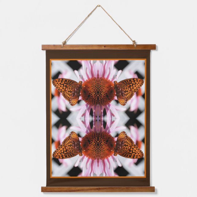 Tapisserie Suspendue Papillon sur Echinacea Fleur Abstrait (Recto)