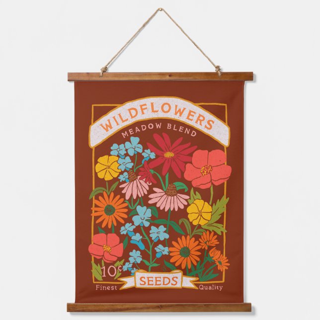 Tapisserie Suspendue Paquet de semences fleur sauvage accrochant la tap (Recto)