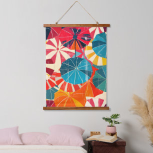 Tapisserie Suspendue Parapluie Rétro Art Pop Jour de Pluie