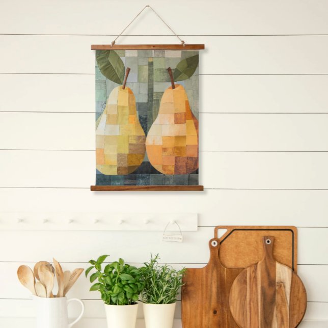 Tapisserie Suspendue Patchwork Pears Tapestry Soll Art (Hanging Kitchen Wood Top Scroll Art Faux Patchwork Pears
Country Farmhouse Style)