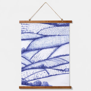 Tapisserie Suspendue Paysage de toile bleue scènes pastorales française