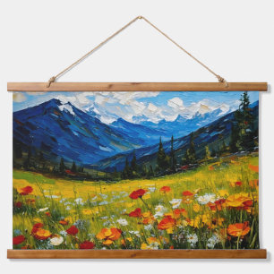 Tapisserie Suspendue Paysage Fleur sauvage de montagne Art Mur