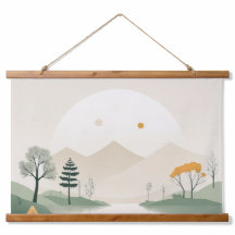 Paysage montagneux pastel minimaliste Lac serein