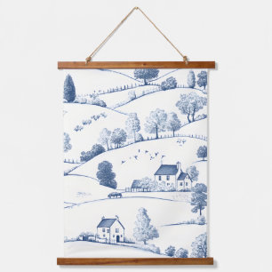 Tapisserie Suspendue Paysage Toile Bleue Pastorale Classique Français