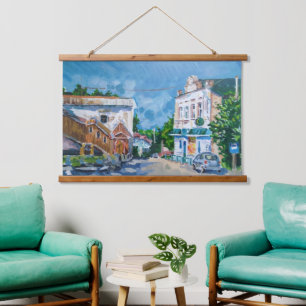 Tapisserie Suspendue Paysage urbain européen impressionniste sur toile