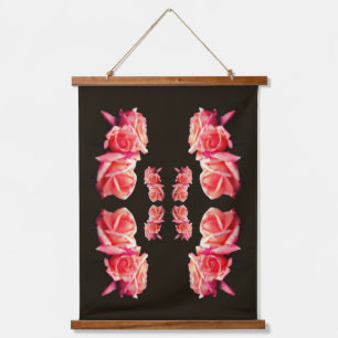 Tapisserie Suspendue Peach Rose Trio Abstrait Floral Art