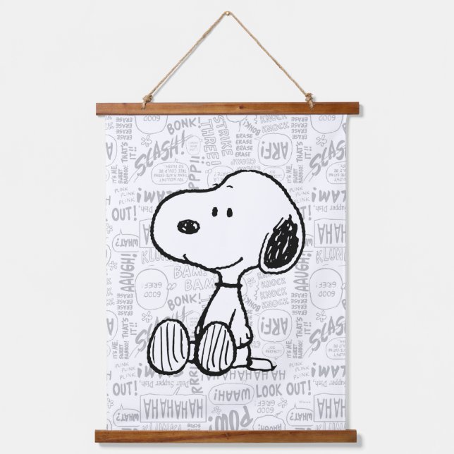 Tapisserie Suspendue PEANUTS | Snoopy on Black White Comics (Recto)