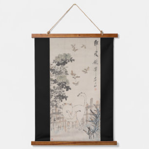 Tapisserie Suspendue Peinture Chinoise à l'Encre et aux Couleurs Chat e