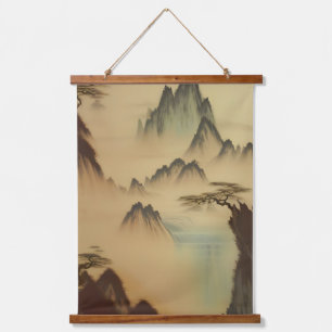 Tapisserie Suspendue Peinture Chinoise Montagnes Et Cascade