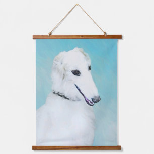 Tapisserie Suspendue Peinture de Borzoi (Blanc) - Joli Chien d'origine