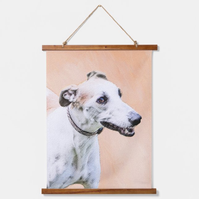 Tapisserie Suspendue Peinture Greyhound - Cute Original Chien Art (Recto)