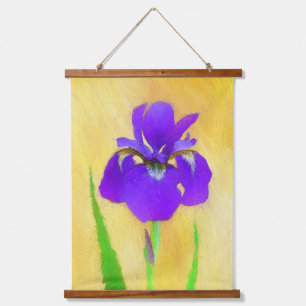 Tapisserie Suspendue Peinture Iris à poils violets - Art Fleur original