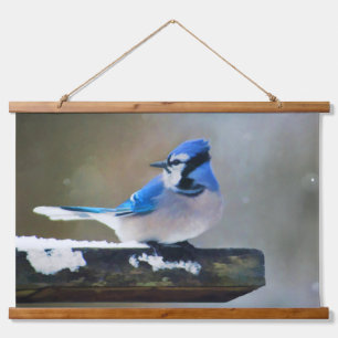 Tapisserie Suspendue Peinture Jay Bleu - Art Oiseau Original