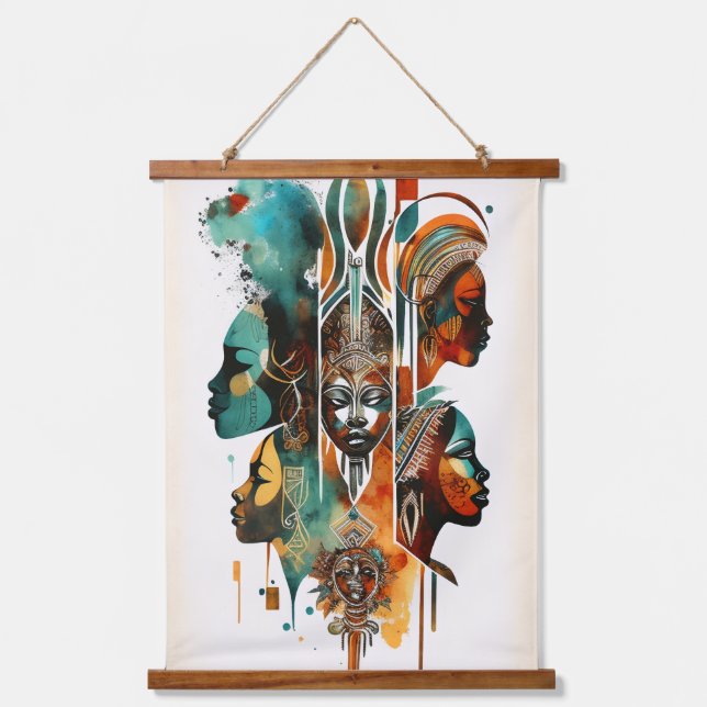 Tapisserie Suspendue Peinture Tribale Africaine, Art Contemporain (Recto)