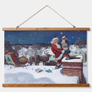 Tapisserie Suspendue Père Noël livrant des livres par N.C. Wyeth,