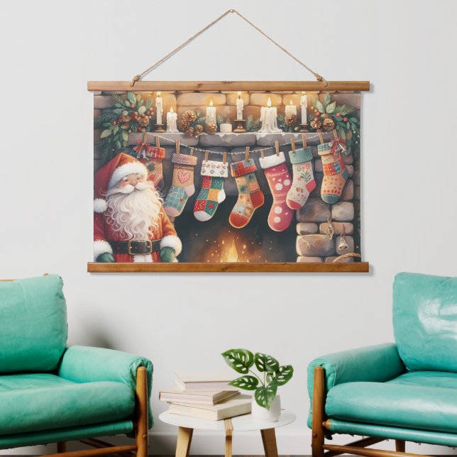 Tapisserie Suspendue Père Noël par foyer Noël Stockage (Salon)