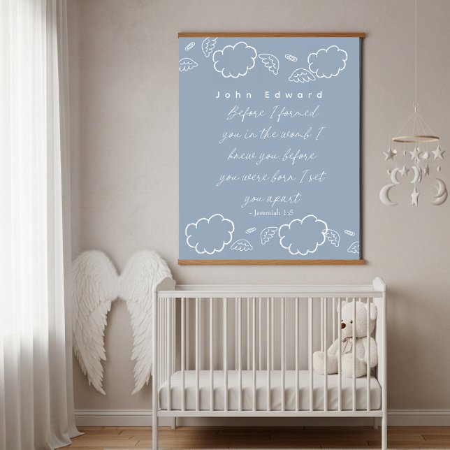 Tapisserie Suspendue Personalized Name Cloud Jeremiah 1:5 Nursery  (Personalized Name Cloud Jeremiah 1:5 Nursery Hanging Tapestry)