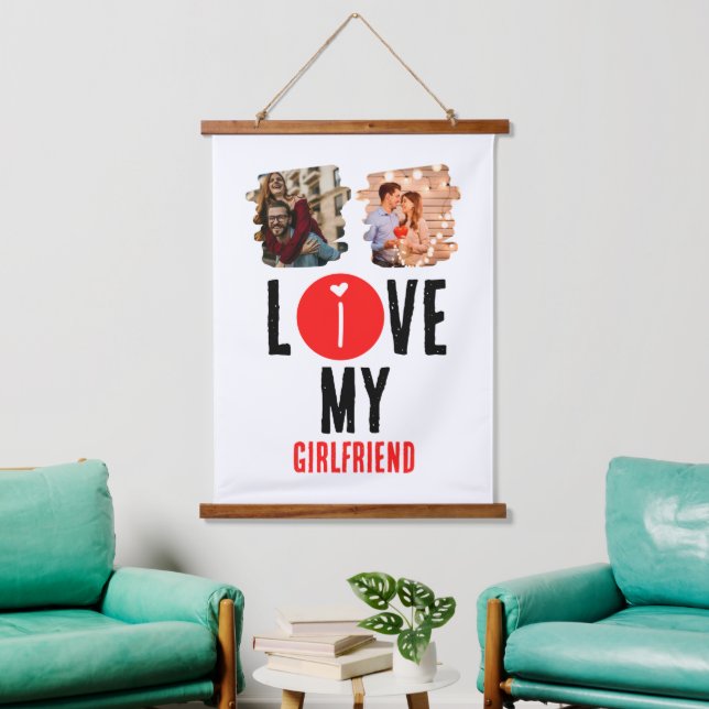 Tapisserie Suspendue Personnalisé Unique 2 photo Collage I Love My Girl (Salon)