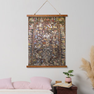 Tapisserie Suspendue Personnes Animaux Femmes Téhéran Perse Rug Iran