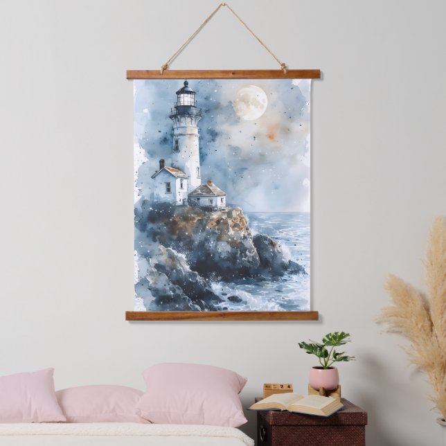 Tapisserie Suspendue Phare Lumineux sur la côte rocheuse (Chambre à coucher)
