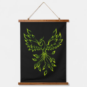 Tapisserie Suspendue Phoenix vert se lève sur le noir