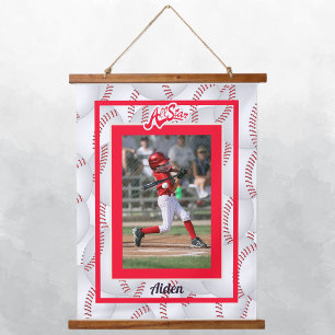 Tapisserie Suspendue Photo de base-ball rouge et blanc