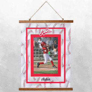 Tapisserie Suspendue Photo de base-ball rouge et blanc