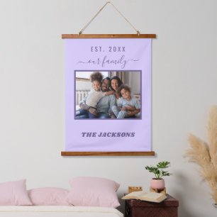 Tapisserie Suspendue Photo de famille lavande violet nom script