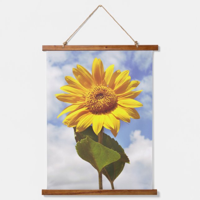 Tapisserie Suspendue Photo florale de grande tournesol vert et jaune (Recto)