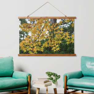 Tapisserie Suspendue Photographie de Feuilles d'érable japonais jaune