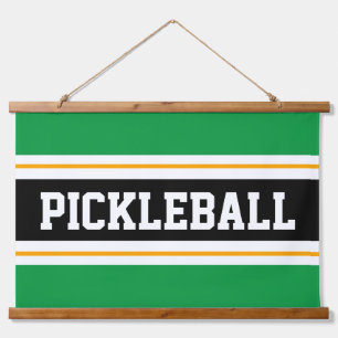 Tapisserie Suspendue PICKLEBALL amusant Vert clair Jaune Noir rayures
